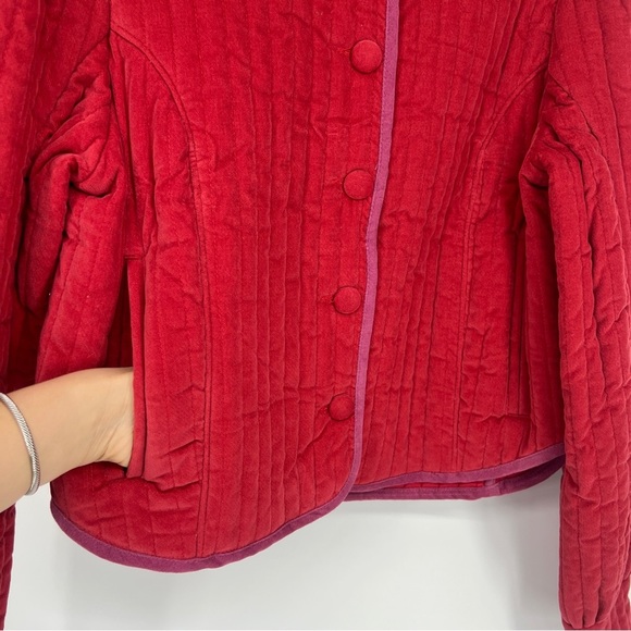 Free People Natalia Red Velvet Quilted Structured Colorful Bohemian Jacket XS - Picture 6 of 9